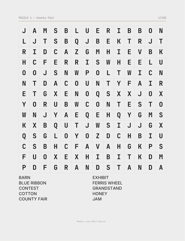 1960s Memory Lane Word Search interior page 3