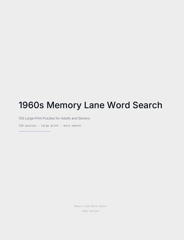 1960s Memory Lane Word Search interior page 1